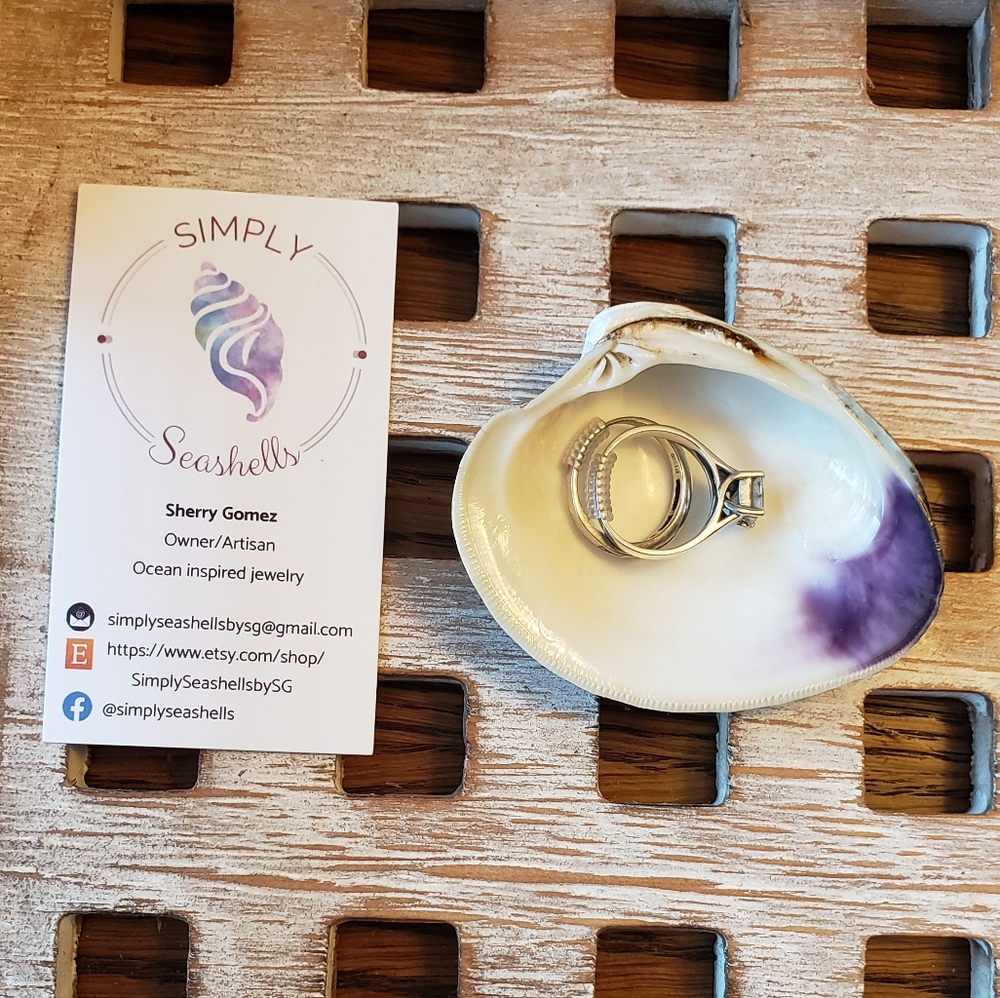 🌊Quahog Wampum Seashell ring dish #9 🐚